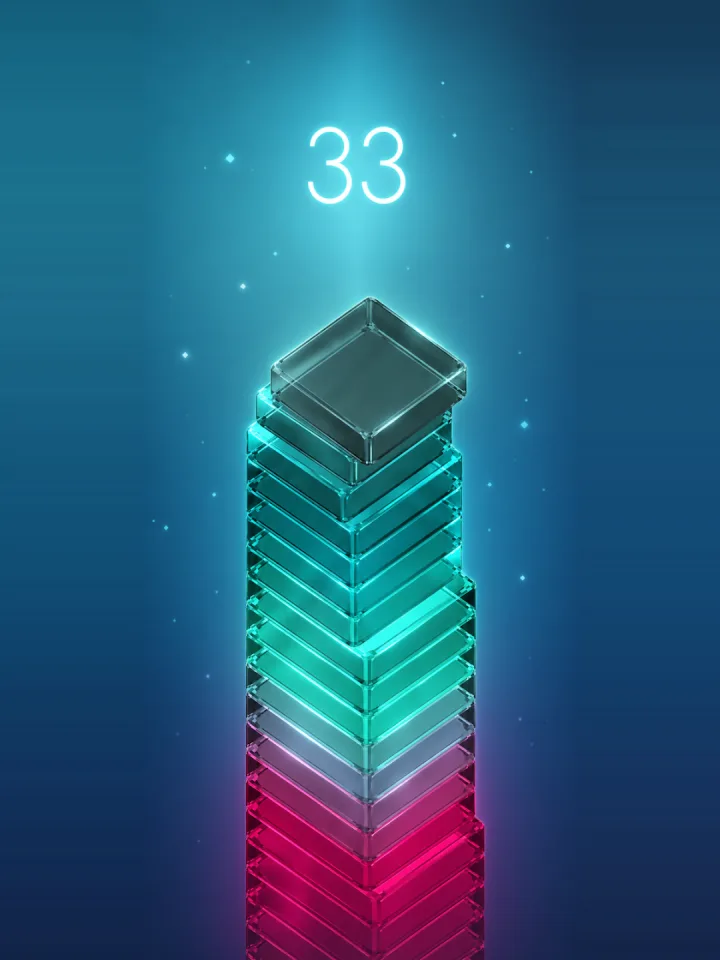 Catena di blocchi perfetti su fondo turchese, punteggio 33